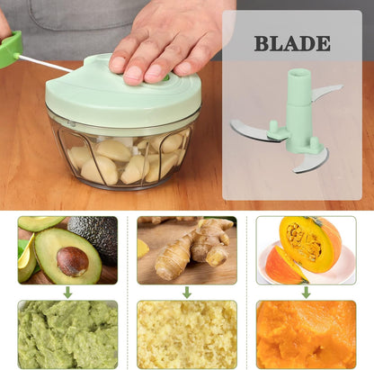 Manual Food Chopper Vegetable Cutter, Hand String Vegetable Chopper Onions Cutter for Vegetable Fruits Nuts BPA Free Food Safe Material, 500ml Gray