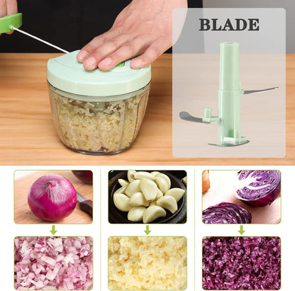 Manual Food Chopper Vegetable Cutter, Hand String Vegetable Chopper Onions Cutter for Vegetable Fruits Nuts BPA Free Food Safe Material, 500ml Gray