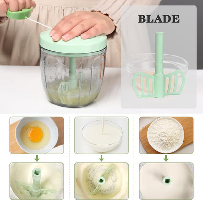 Manual Food Chopper Vegetable Cutter, Hand String Vegetable Chopper Onions Cutter for Vegetable Fruits Nuts BPA Free Food Safe Material, 500ml Gray