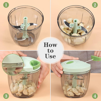 Manual Food Chopper Vegetable Cutter, Hand String Vegetable Chopper Onions Cutter for Vegetable Fruits Nuts BPA Free Food Safe Material, 500ml Gray