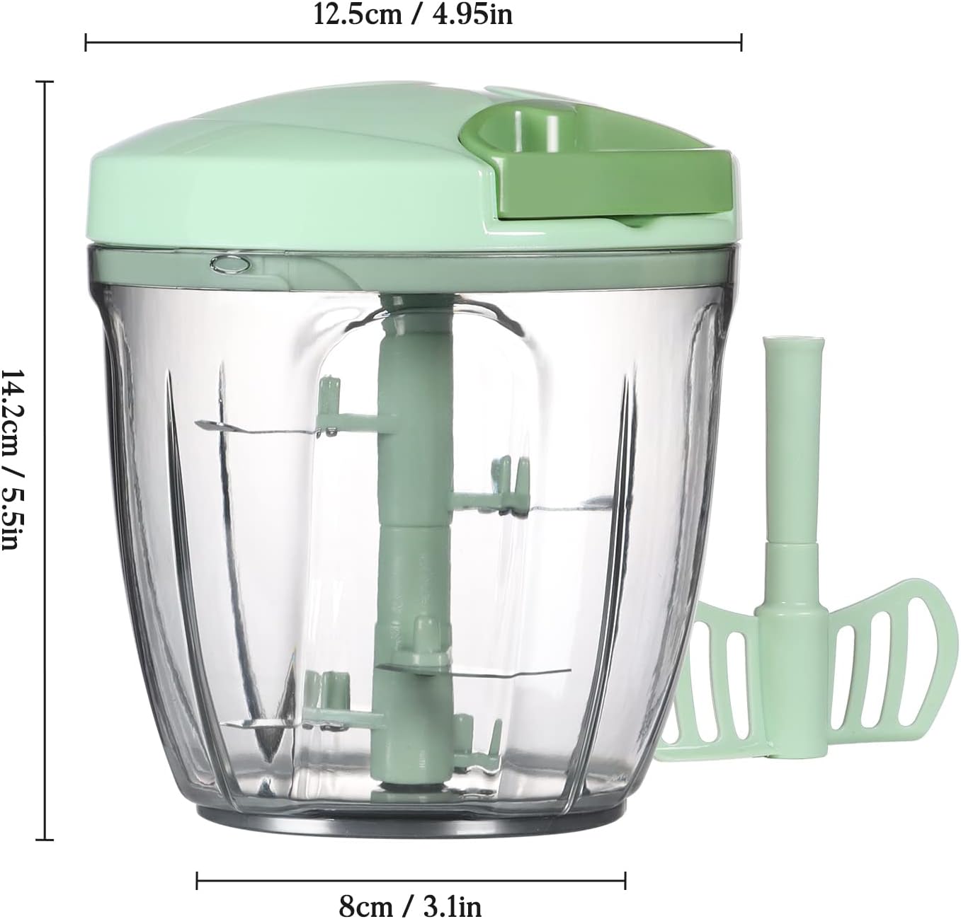 Manual Food Chopper Vegetable Cutter, Hand String Vegetable Chopper Onions Cutter for Vegetable Fruits Nuts BPA Free Food Safe Material, 500ml Gray