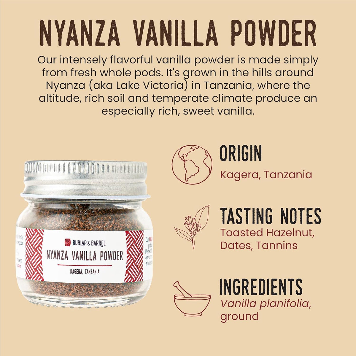Burlap & Barrel Black Garlic Powder – Rich, Savory Flavor – Perfect for Roasted Proteins & Vegetables – Black Garlic Seasoning – As Seen On Shark Tank - 2.2oz Jar