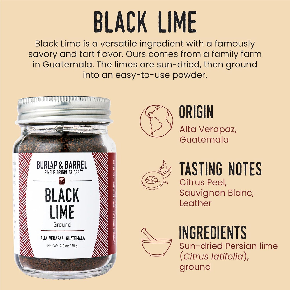 Burlap & Barrel Black Garlic Powder – Rich, Savory Flavor – Perfect for Roasted Proteins & Vegetables – Black Garlic Seasoning – As Seen On Shark Tank - 2.2oz Jar