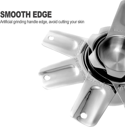 Measuring Cups and Spoons Set, 18/8 Stainless Steel, Silver