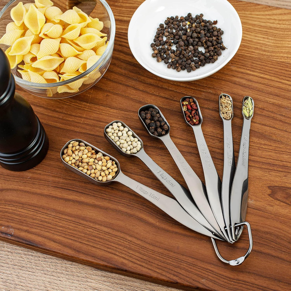Measuring Cups and Spoons Set, 18/8 Stainless Steel, Silver