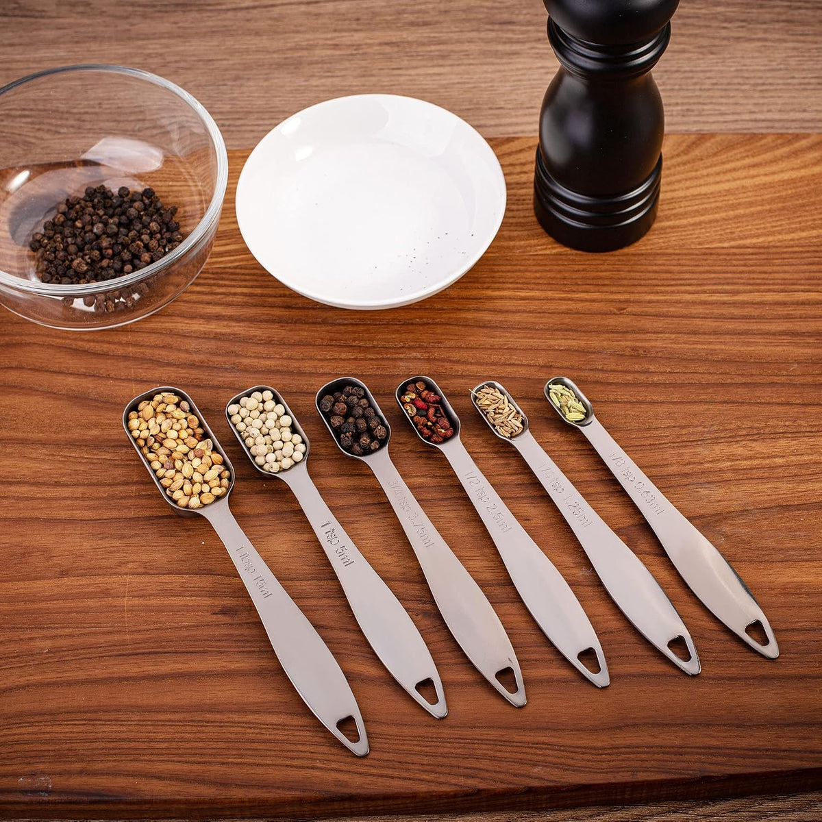 Measuring Cups and Spoons Set, 18/8 Stainless Steel, Silver