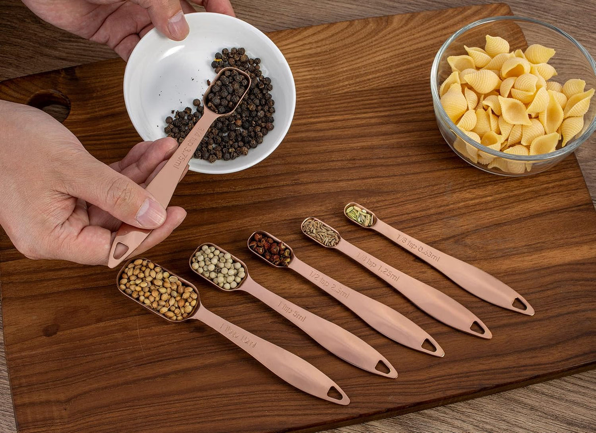Measuring Cups and Spoons Set, 18/8 Stainless Steel, Silver