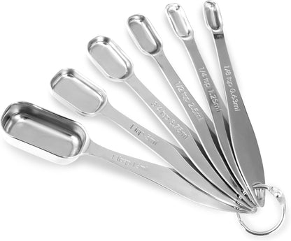 Measuring Cups and Spoons Set, 18/8 Stainless Steel, Silver