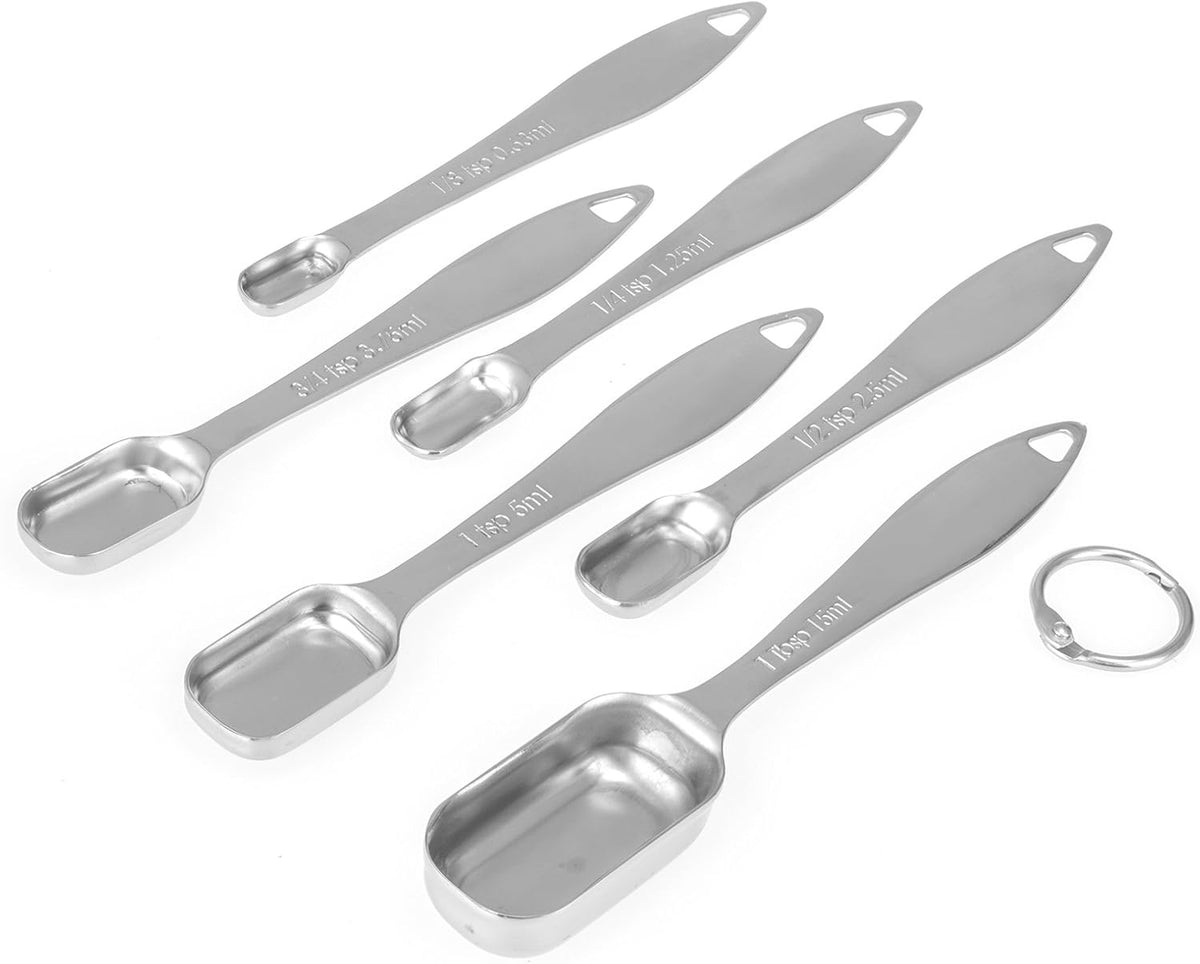 Measuring Cups and Spoons Set, 18/8 Stainless Steel, Silver