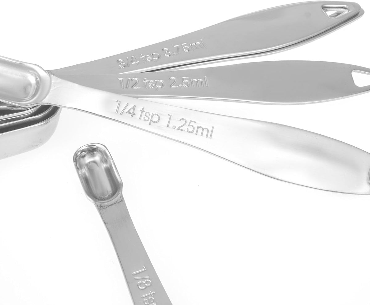 Measuring Cups and Spoons Set, 18/8 Stainless Steel, Silver