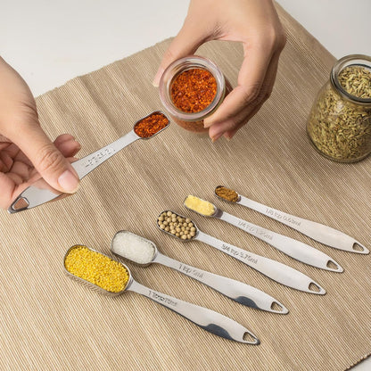 Measuring Cups and Spoons Set, 18/8 Stainless Steel, Silver