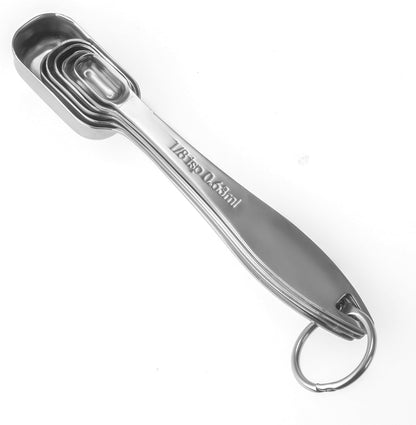 Measuring Cups and Spoons Set, 18/8 Stainless Steel, Silver