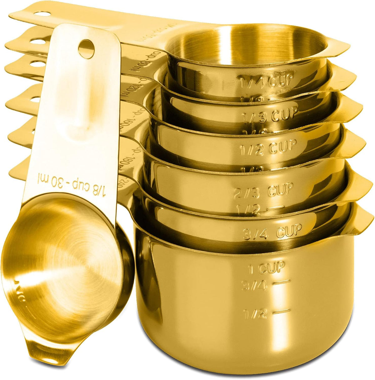 Measuring Cups and Spoons Set, 18/8 Stainless Steel, Silver