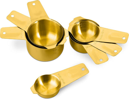 Measuring Cups and Spoons Set, 18/8 Stainless Steel, Silver