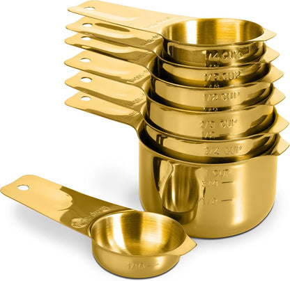 Measuring Cups and Spoons Set, 18/8 Stainless Steel, Silver