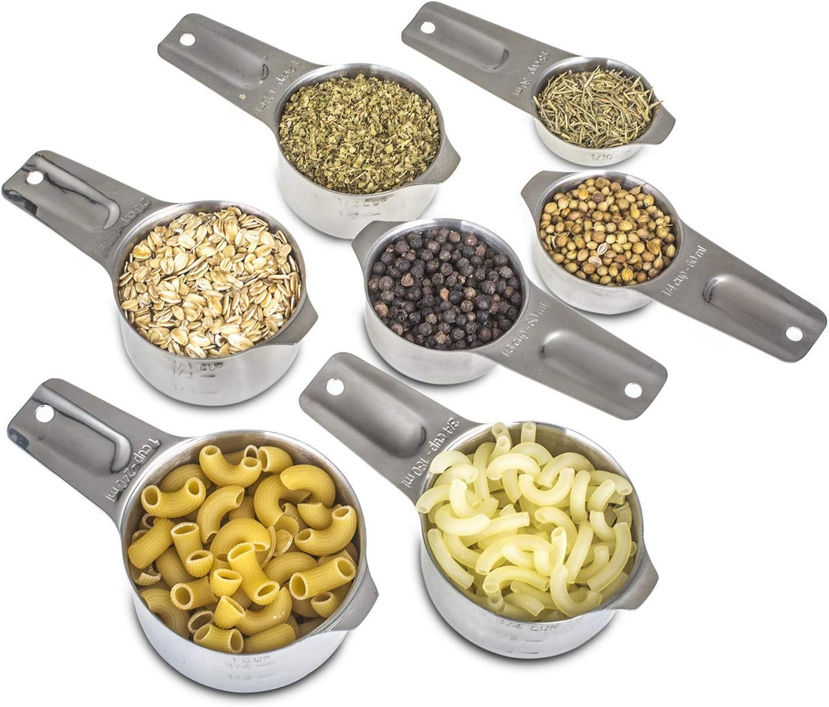 Measuring Cups and Spoons Set, 18/8 Stainless Steel, Silver