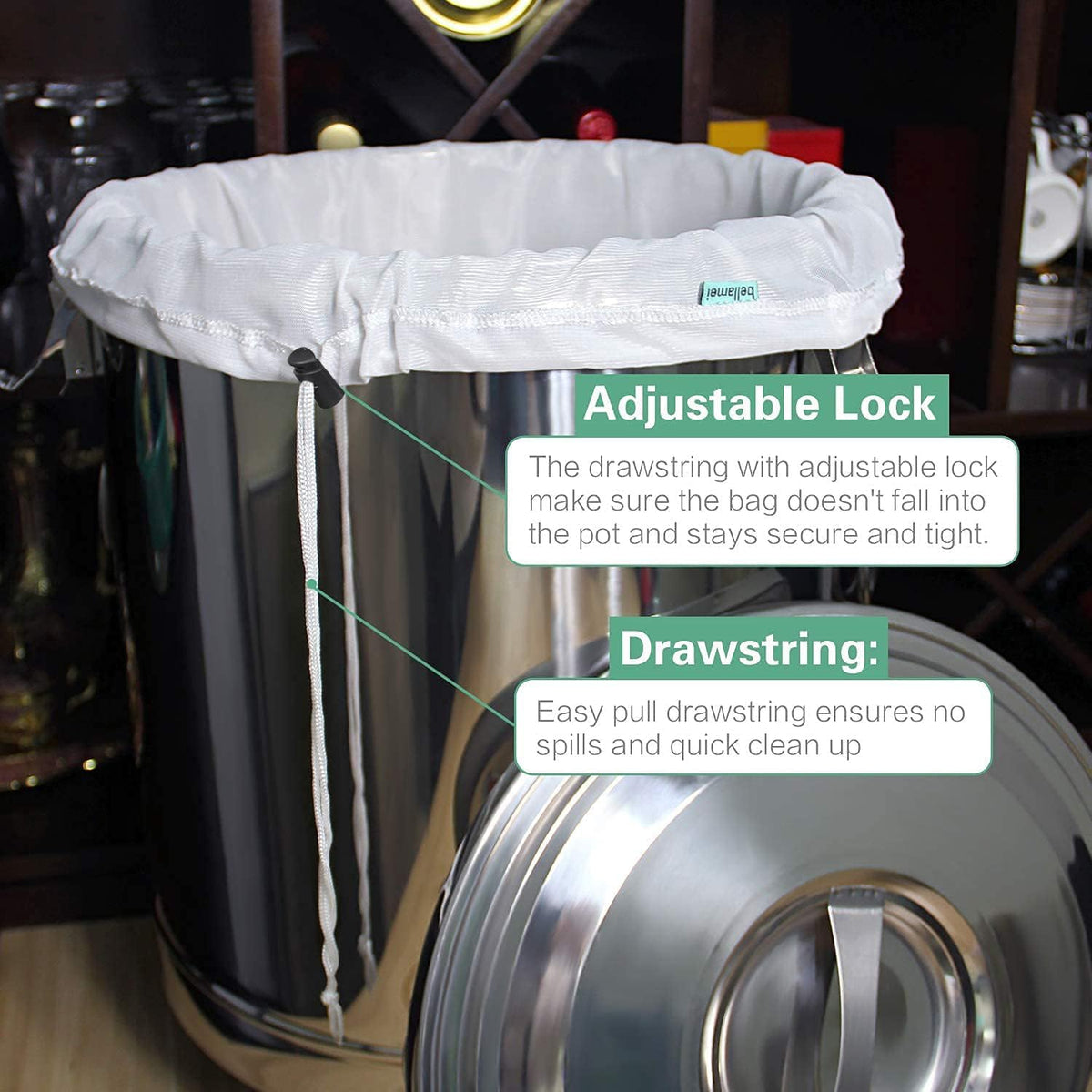 Brew Bag Reusable 22"×26" 250 Micron Fine Mesh Bag for Beer