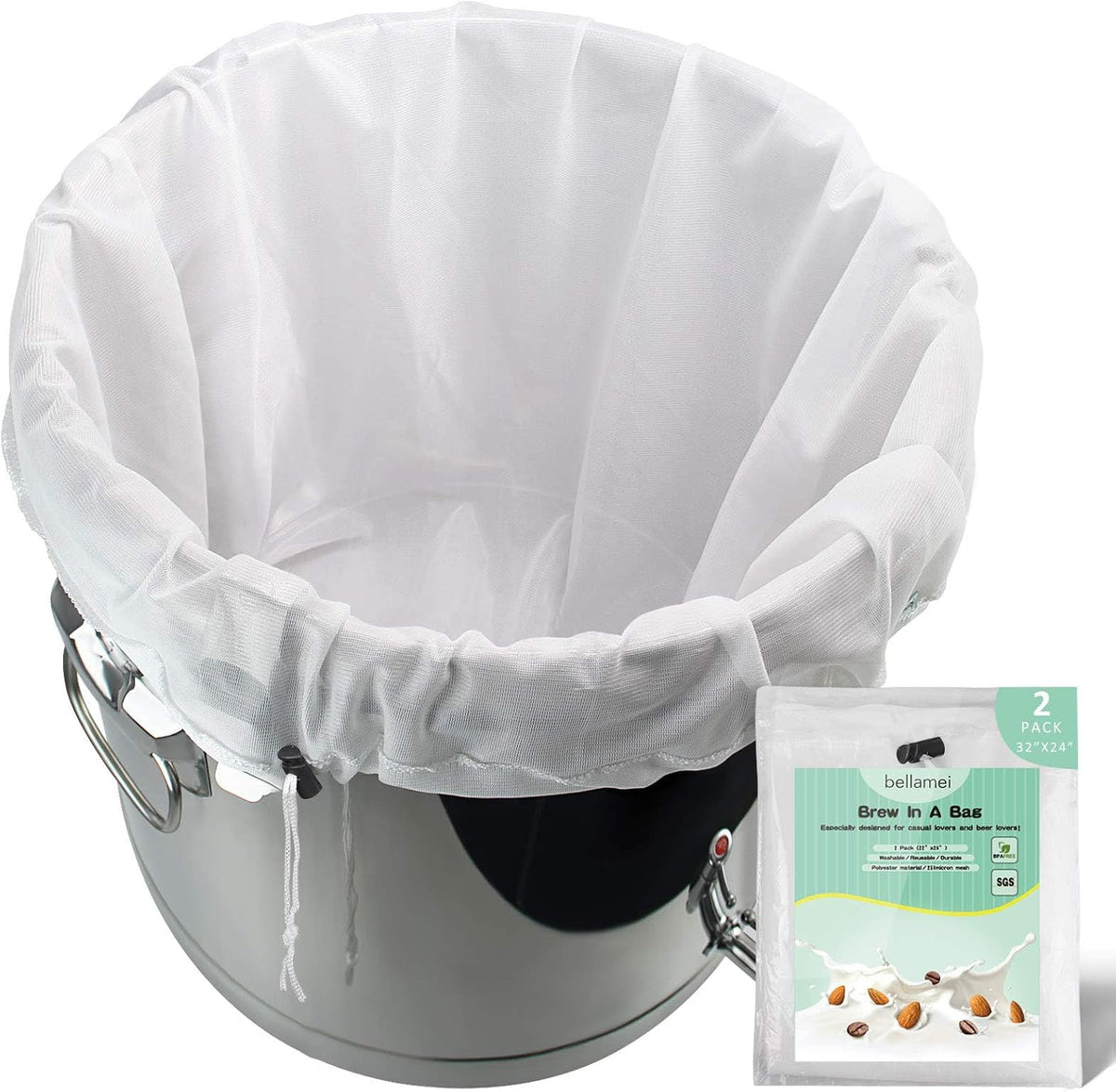 Brew Bag Reusable 22"×26" 250 Micron Fine Mesh Bag for Beer