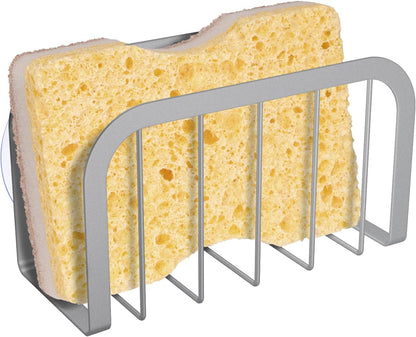 Sponge Holder for Kitchen Sink, Kitchen Sponge Holder, Sink Caddy for Sponges, Scrubbers, Soap(Silver)