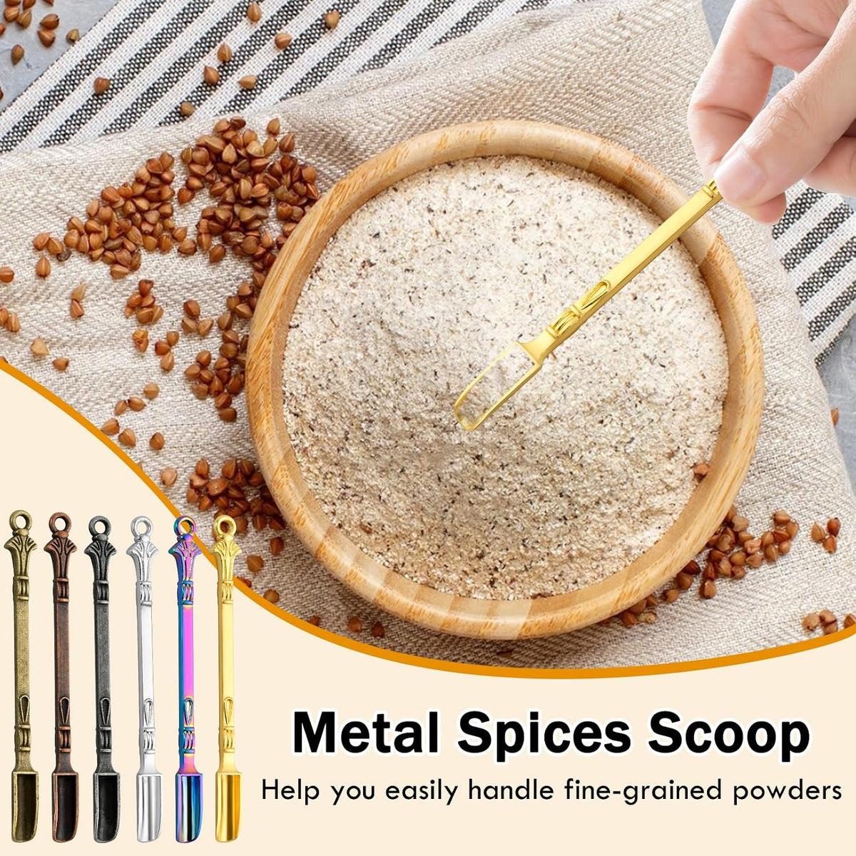 60 Pcs Mini Shovel Spoons, 3.23 Inch Metal Tiny Spices Power Scoop Spoons