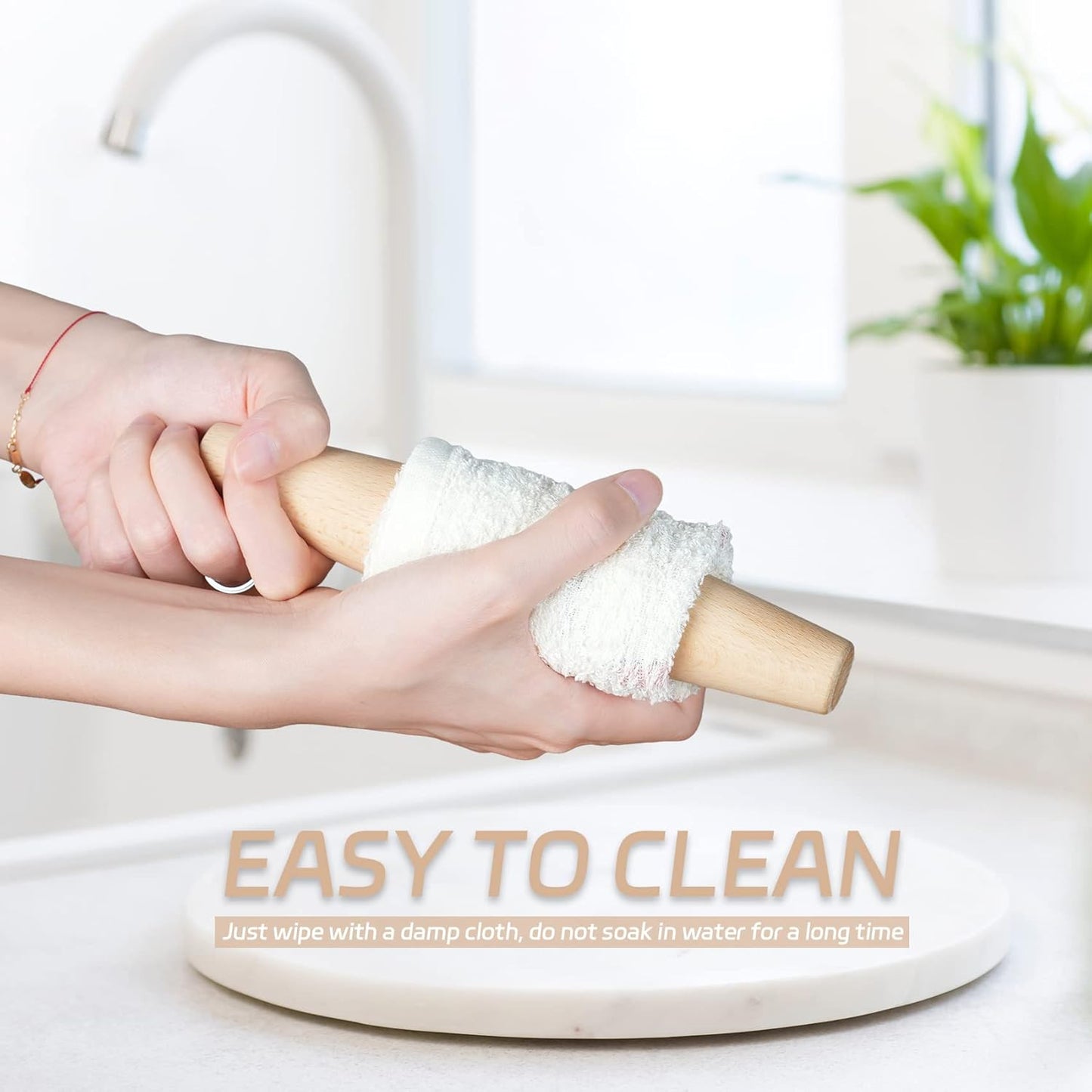 French Rolling Pin for Baking - 7.9 Inches Beech Wood Tapered Rolling Pin Dough Roller for Pizza Dough, Pie Crust Cookie Fondant Dumpling