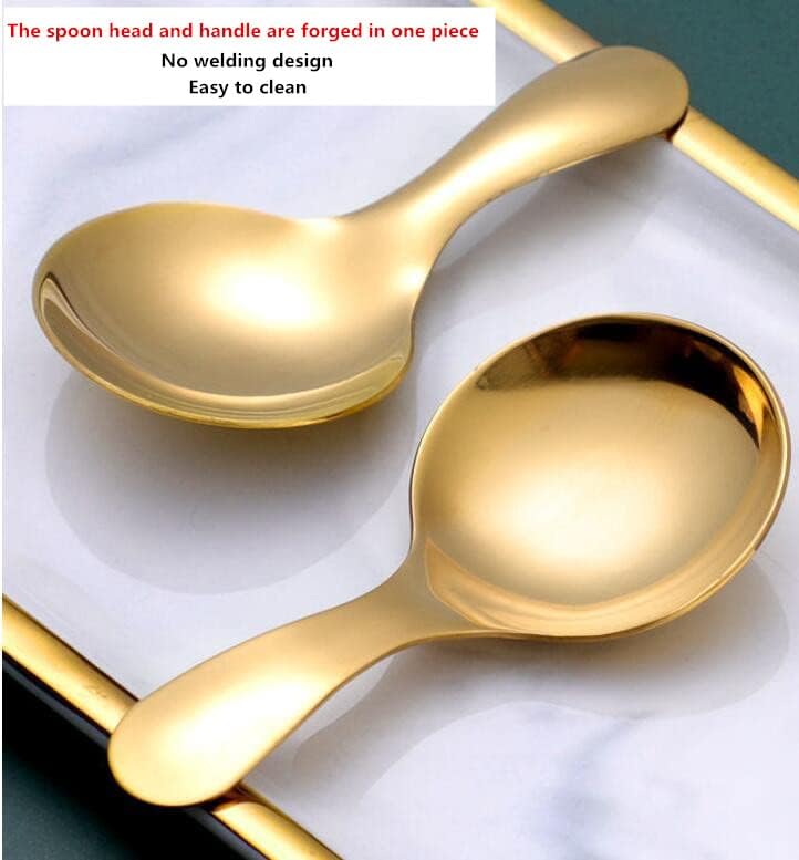 3pcs Stainless Steel Mini Scoop for Canisters with Short Handle, Gold Mini Feed Spoon for Ice Cream Melon Baller, Short Handle Spoon for Tea Sugar Salt Condiments Dessert
