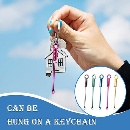 30 PCS Tiny Spoon Keychain Pendant, Colorful Mini Spoon Keychain