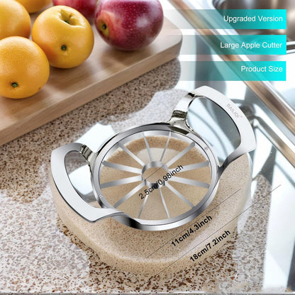 Stainless Steel Apple Slicer 12 Slices - Large Apple Corer Remover with Cleaning Brush, Thin Fruit Slicer Wedger for Home Kitchen, Baking & Snacking