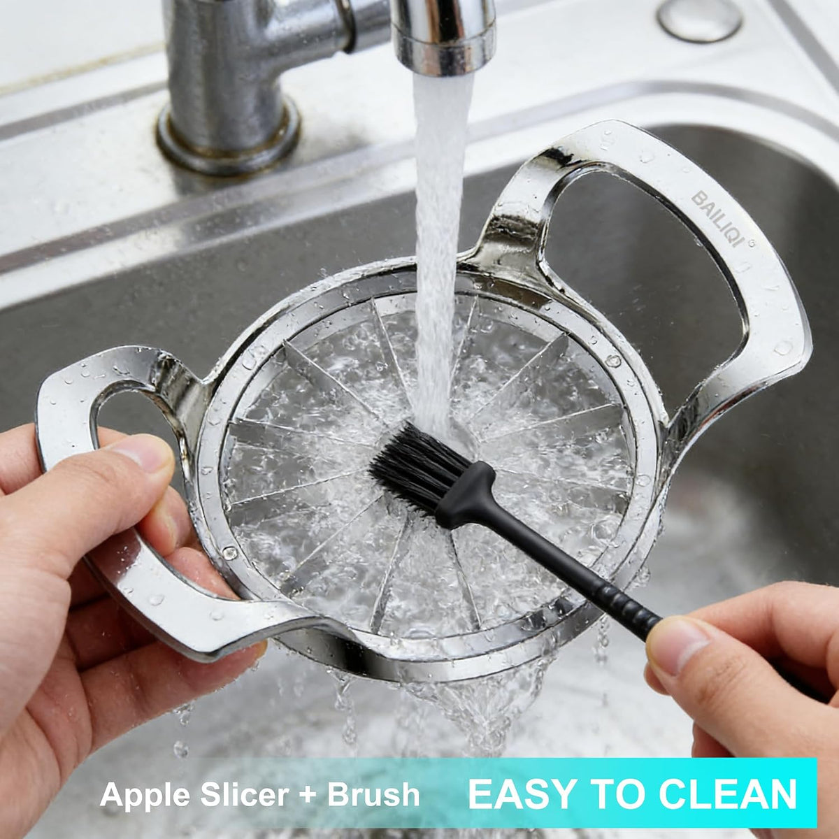Stainless Steel Apple Slicer 12 Slices - Large Apple Corer Remover with Cleaning Brush, Thin Fruit Slicer Wedger for Home Kitchen, Baking & Snacking
