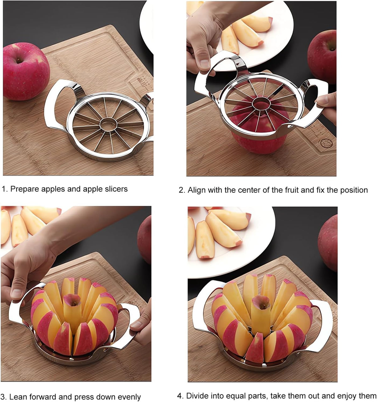 Stainless Steel Apple Slicer 12 Slices - Large Apple Corer Remover with Cleaning Brush, Thin Fruit Slicer Wedger for Home Kitchen, Baking & Snacking
