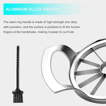 Stainless Steel Apple Slicer 12 Slices - Large Apple Corer Remover with Cleaning Brush, Thin Fruit Slicer Wedger for Home Kitchen, Baking & Snacking