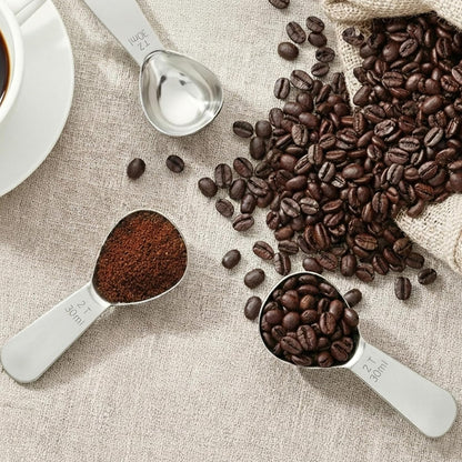 2PCS Coffee Scoop: 1 Tbsp (1/16 Cup / 0.5 Oz / 15Ml) Measuring Spoons Stainless Steel Rose Gold Set for Ground Coffee Protein Powder & Spices Short Handle Fits into Canisters