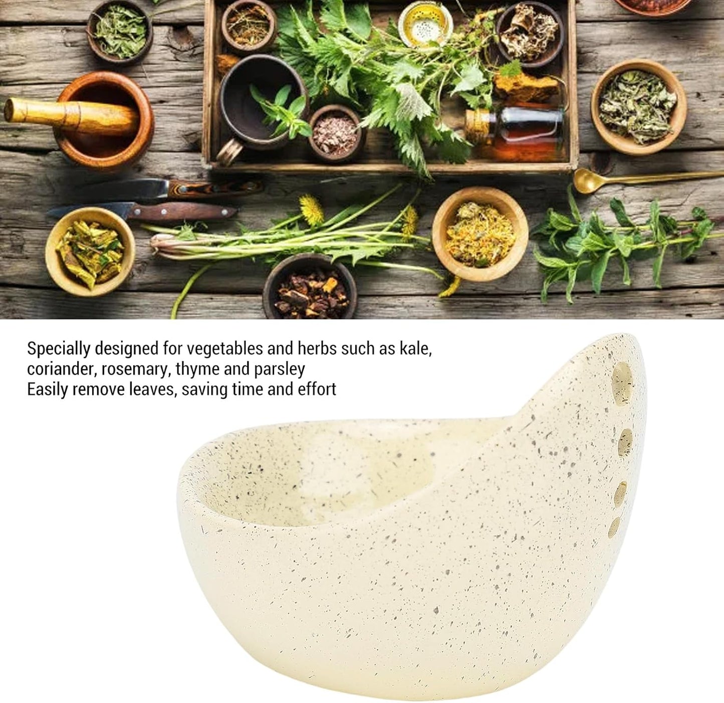 2PCS Resin Herb Stripper Bowl, Handmade Herb Peeling Bowl with Multi Size Holes, Kitchen Herb Leaf Stripping Tool for Separating Leaves and Stems, 2.6x2.4x2.1in