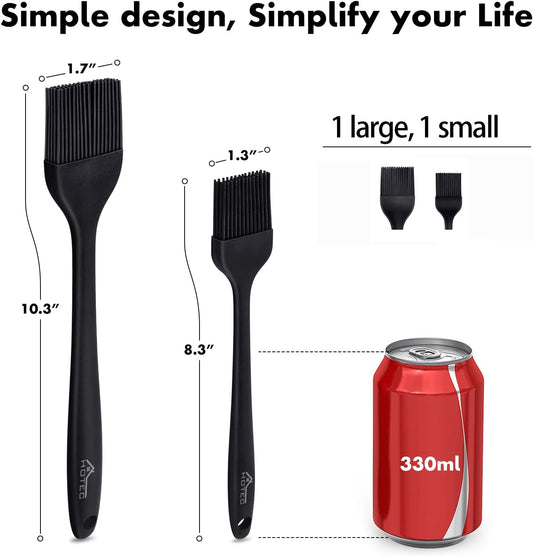 600℉ Heat Resistasnt Basting Brushes, BPA Free Silicone Pastry Brush, Spread Oil Butter Sauce Marinades for BBQ Grill Barbecue Baking Kitchen Cooking Dishwasher Safe (Black 2)