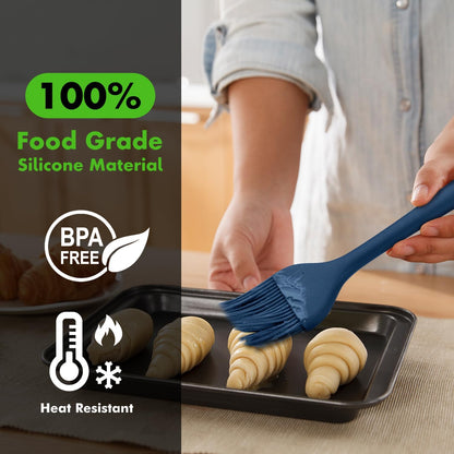 600℉ Heat Resistasnt Basting Brushes, BPA Free Silicone Pastry Brush, Spread Oil Butter Sauce Marinades for BBQ Grill Barbecue Baking Kitchen Cooking Dishwasher Safe (Black 2)