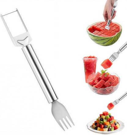 2-in-1 Stainless Steel Fruit Cutter, Watermelon Fork Slicer