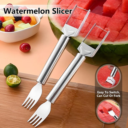 2-in-1 Stainless Steel Fruit Cutter, Watermelon Fork Slicer