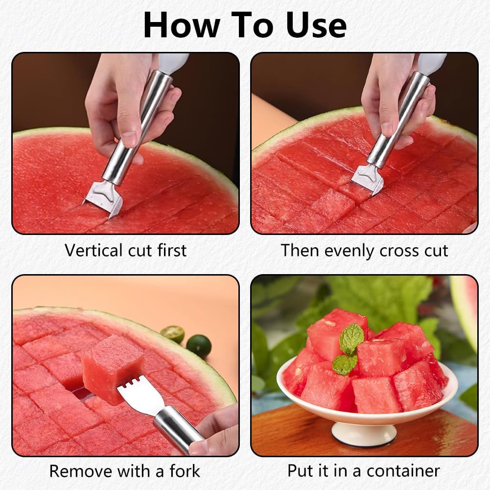 2-in-1 Stainless Steel Fruit Cutter, Watermelon Fork Slicer