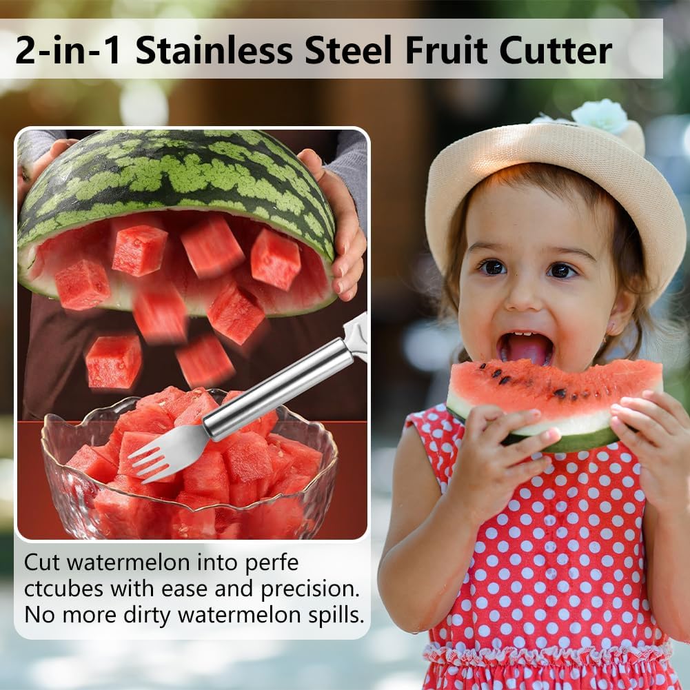 2-in-1 Stainless Steel Fruit Cutter, Watermelon Fork Slicer