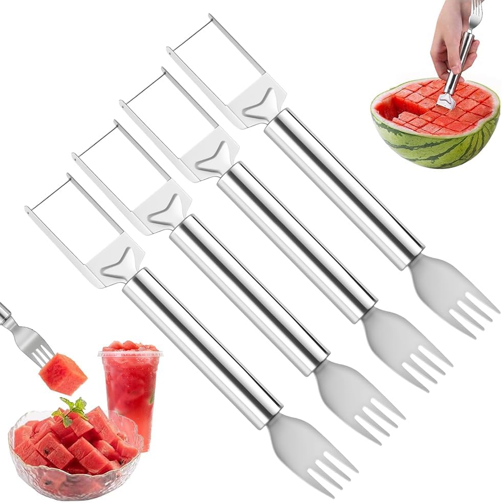 2-in-1 Stainless Steel Fruit Cutter, Watermelon Fork Slicer