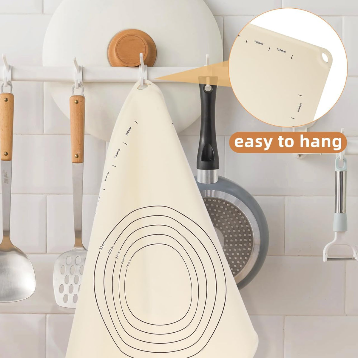 Silicone Baking Mat with Rolling Pin Set, Extra Large 28 x 20 Inch Non Stick Pastry Mat with Scale and Thick, Food Grade Dough Rolling Mat for Pizza, Pie, Pasta, Cookies, Bread and Pastry