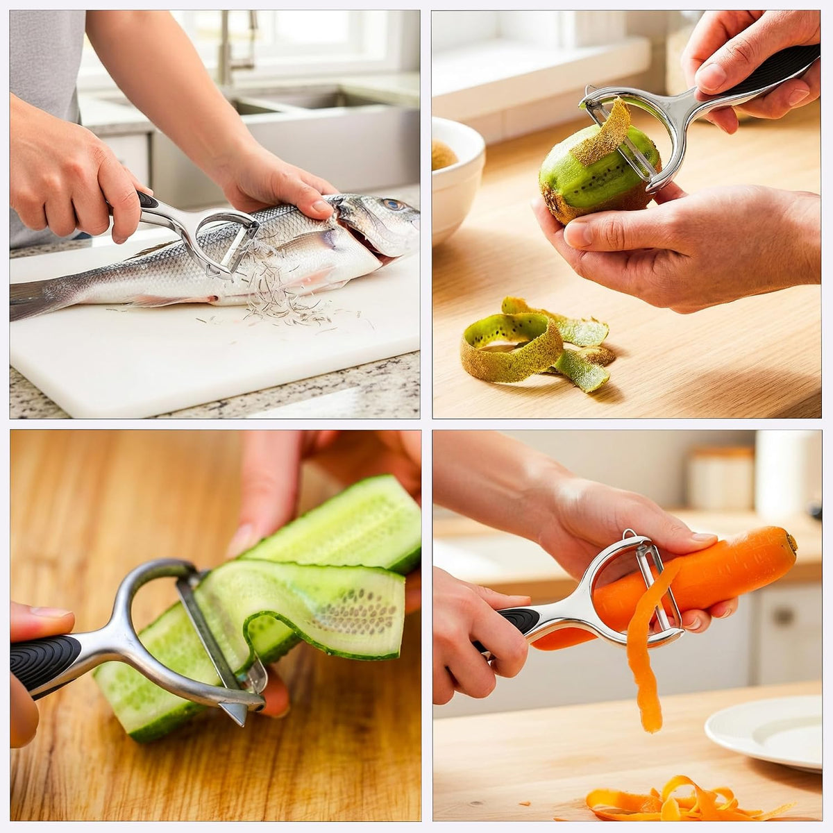 Heavy Duty Kitchen Shears Set - Ultra Sharp All Purpose Stainless Steel Kitchen Scissors for Meat, Chicken Bone, Fish, Herbs, Pizza + Metal Vegetable Peeler & Sheath, Dishwasher Safe
