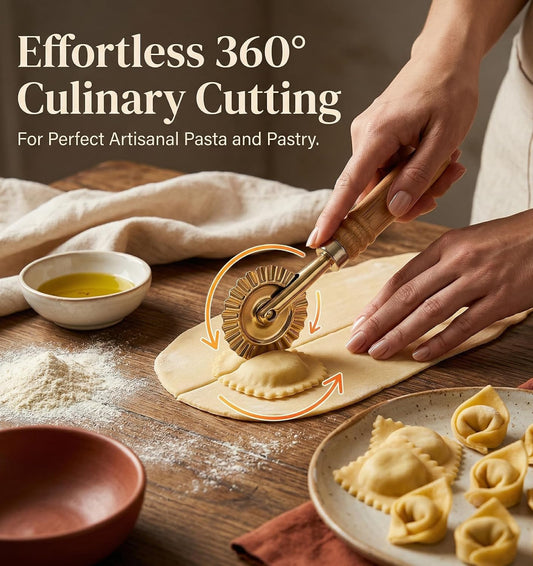 Pastry Wheel Cutter Tool, Pasta Cutter Wheel with Wooden Handle, Making Pizza Dumplings, Roller Pastry Cutter Tool for Home and Kitchen