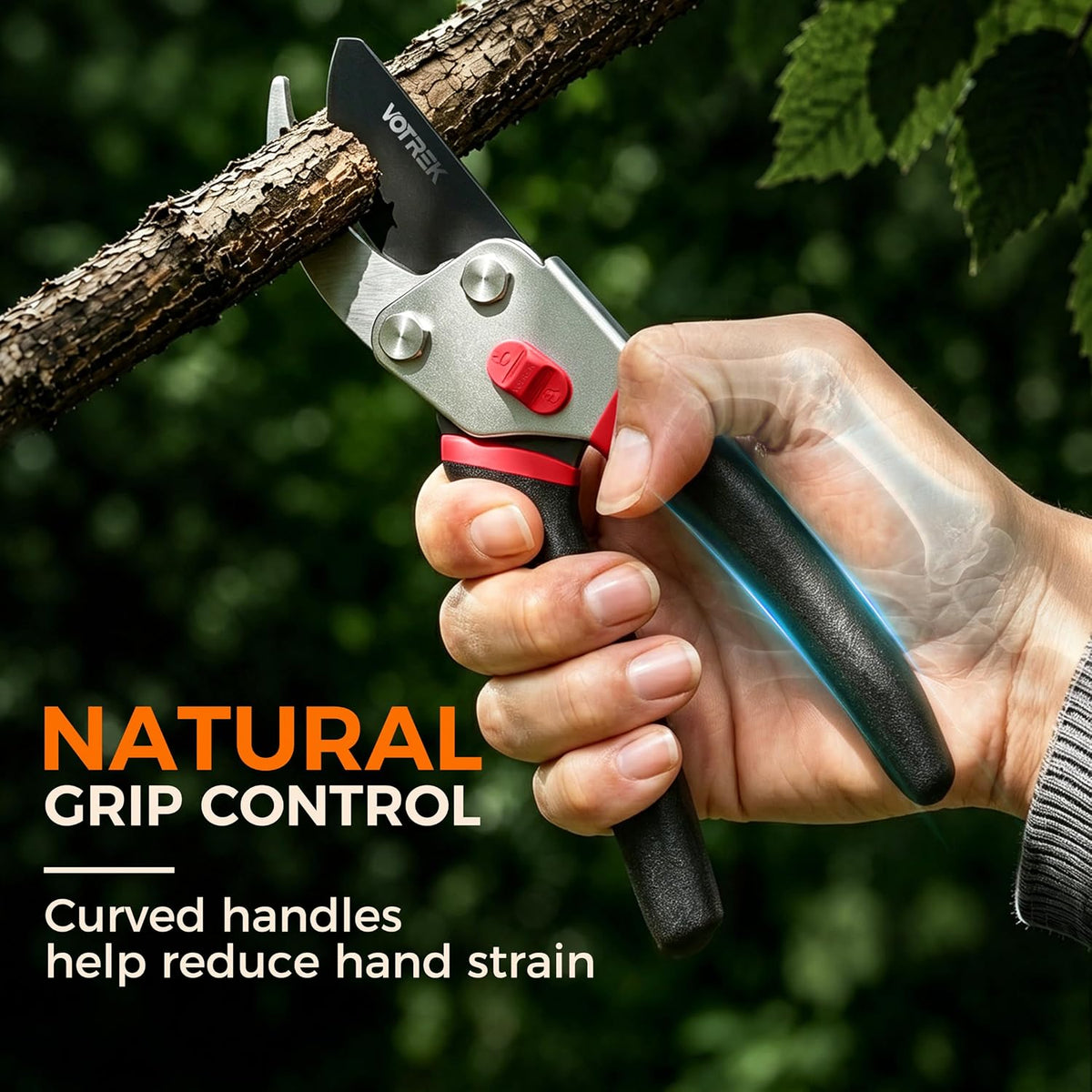 8.5" Bypass Pruning Shears, Jam-Proof Spring Clippers for branches