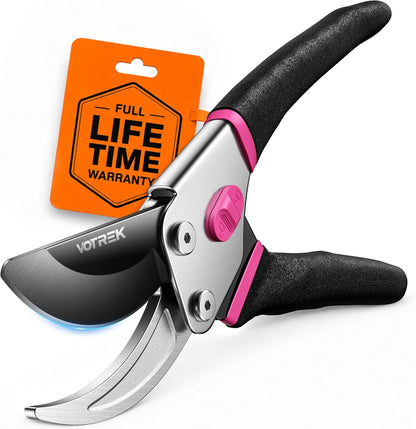 8.5" Bypass Pruning Shears, Jam-Proof Spring Clippers for branches