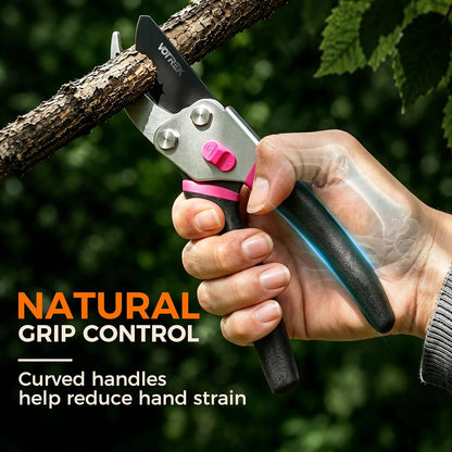 8.5" Bypass Pruning Shears, Jam-Proof Spring Clippers for branches