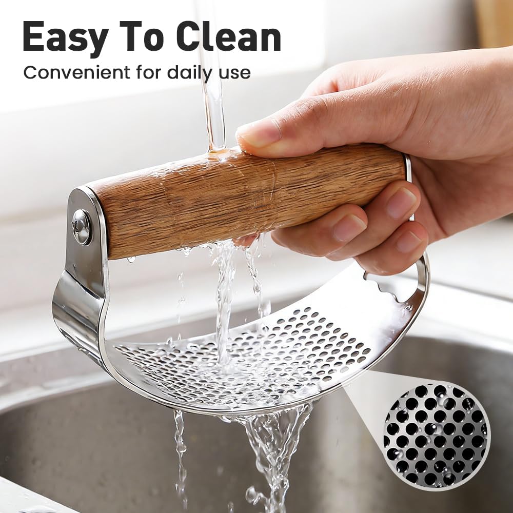 Upgraded Garlic Press Rocker, Manual Garlic Presser with Peeler, Wide Handle Garlic Chopper Grinder for Home Kitchen Gadgets Tools