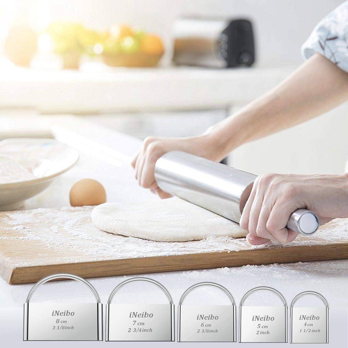 Biscuit Cutter Set (5 Pcs/Set), Square Cookies Cutters with Handle, Professional Stainless Steel Pastry Dough Tools Metal Baking Tools Set