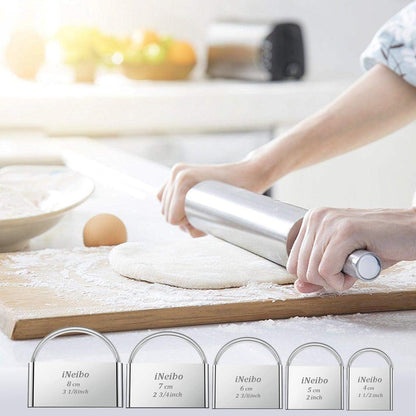Biscuit Cutter Set (5 Pcs/Set), Square Cookies Cutters with Handle, Professional Stainless Steel Pastry Dough Tools Metal Baking Tools Set