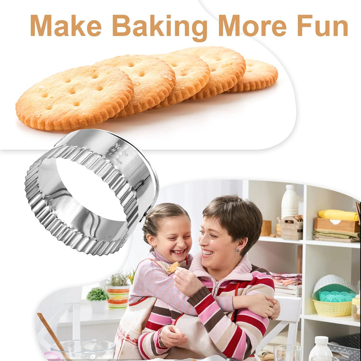 Biscuit Cutter Set (5 Pcs/Set), Square Cookies Cutters with Handle, Professional Stainless Steel Pastry Dough Tools Metal Baking Tools Set
